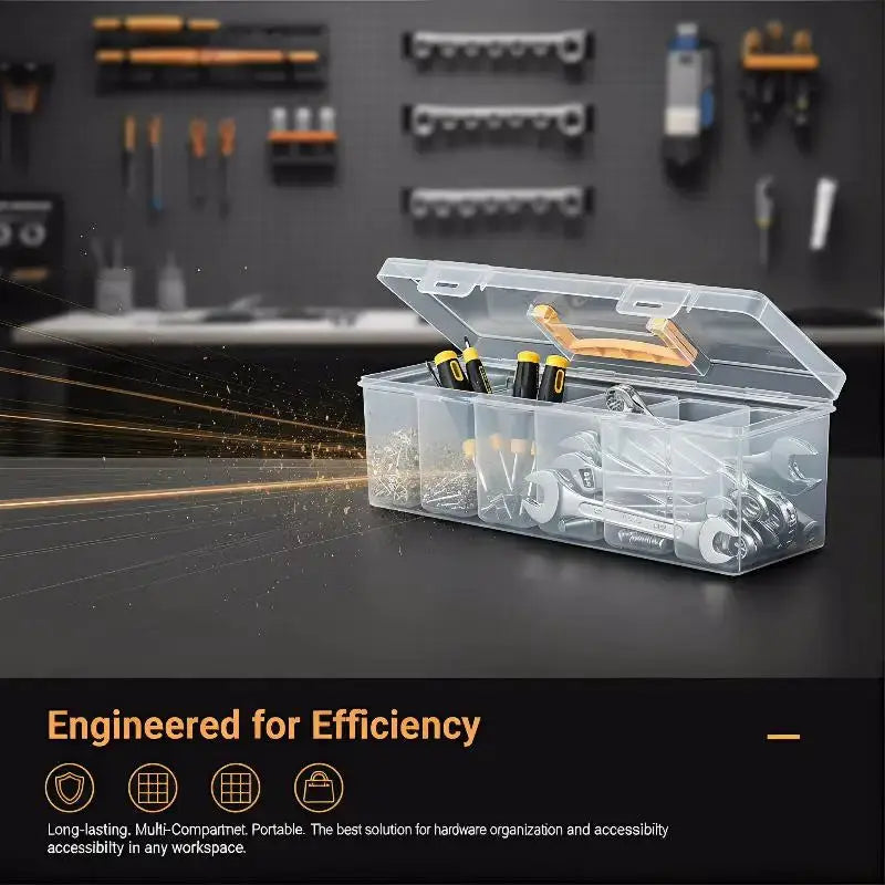Multi Compartment Hardware Tool Storage Box Transparent Organizer with Strong Latches for Home DIY Hand Tool Storage from PriceLows™