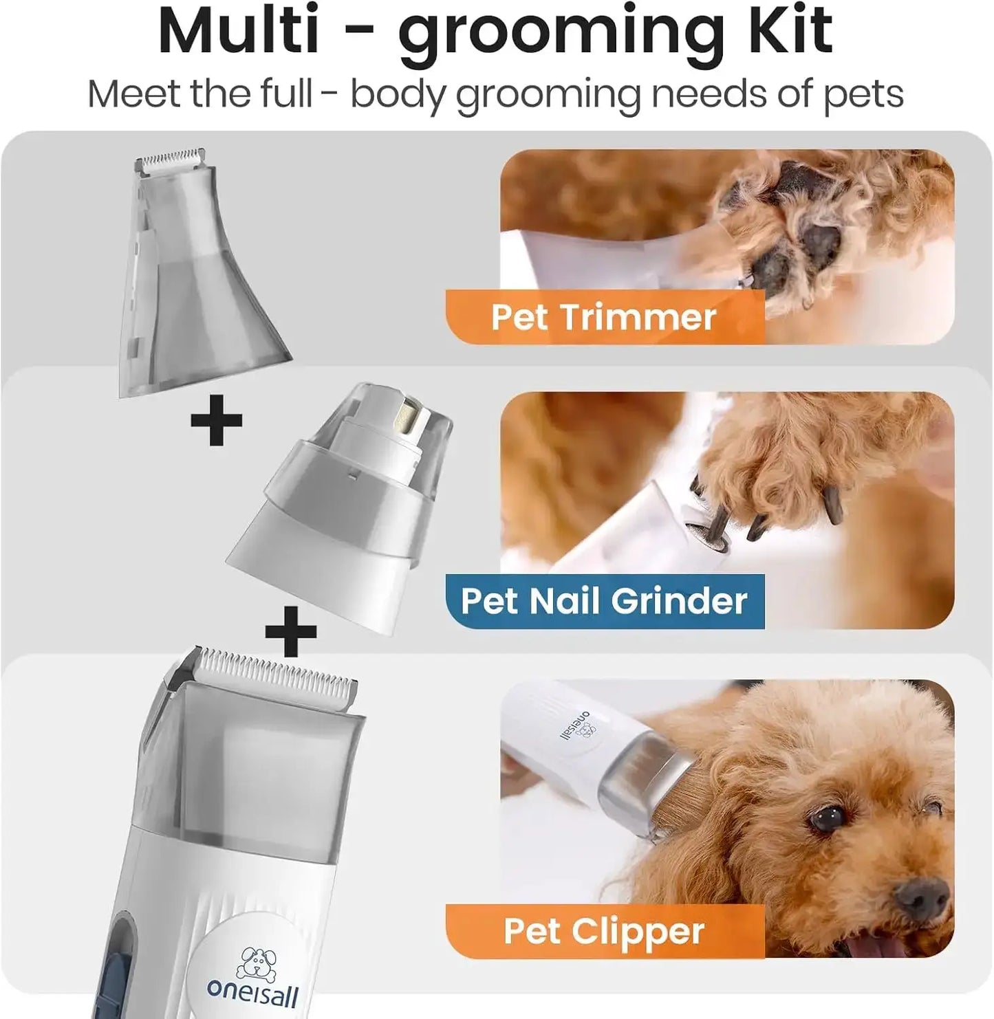 Dog Grooming Vacuum | 1.5L Dust Cup | Clipper Nail Grinder And 7 Tools | Blue
