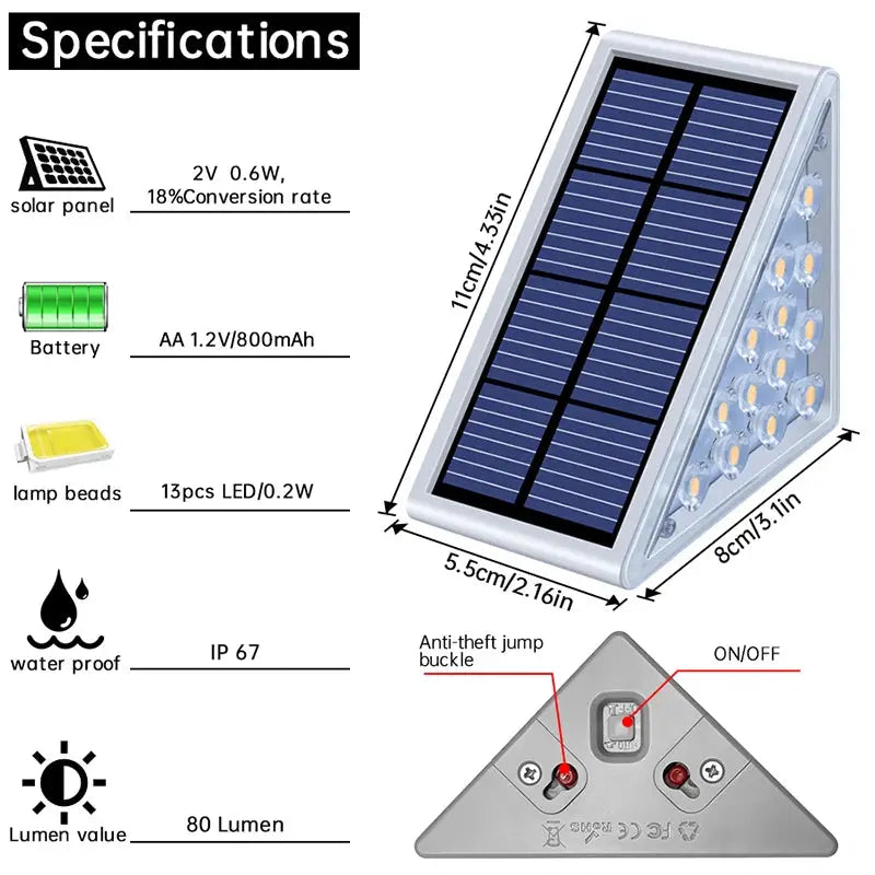 LED Step Lamp Stair Light Outdoor IP67 Waterproof Solar Light With Lens Anti-theft Design Decor Lighting For Garden Deck Path from PriceLows™