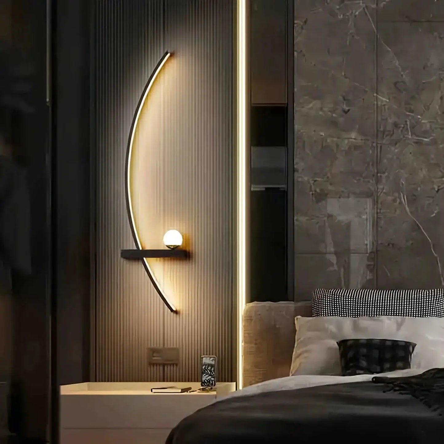 2pcs Modern Adjustable LED Wall Sconce, 31.5" Arched Metal Bedside Lamp, 3000K Warm Glow, Indoor Use for Bedroom from PriceLows™