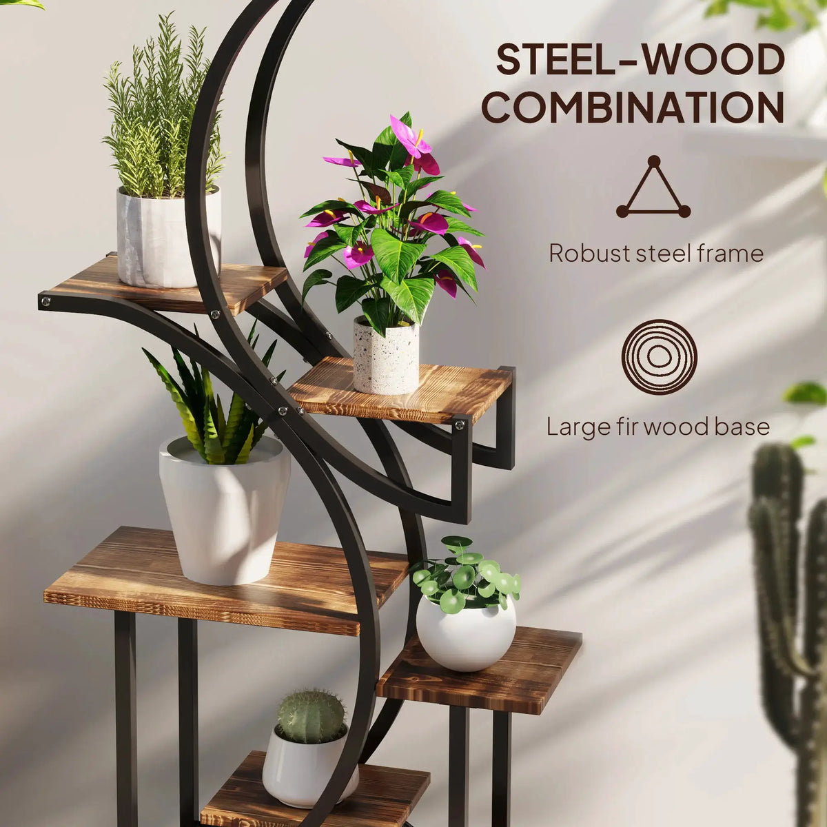Indoor Plant Stand | 8 Tier S Shaped | Metal Frame | 62 Inch