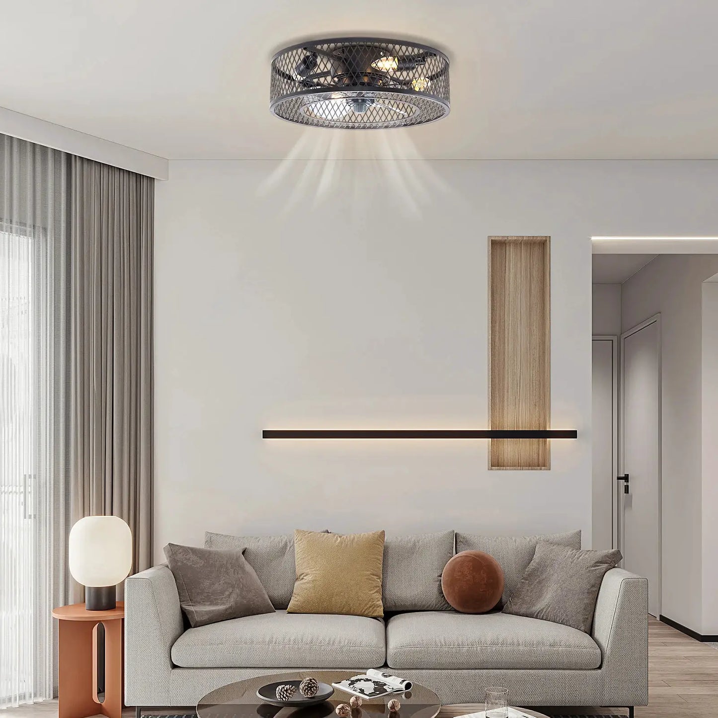 18 Inch Fan Pendant Light Black - Without Light Source E27 * 4 for Living Rooms, Restaurants, Bedrooms Foyers, Farmhouses, Bars from PriceLows™