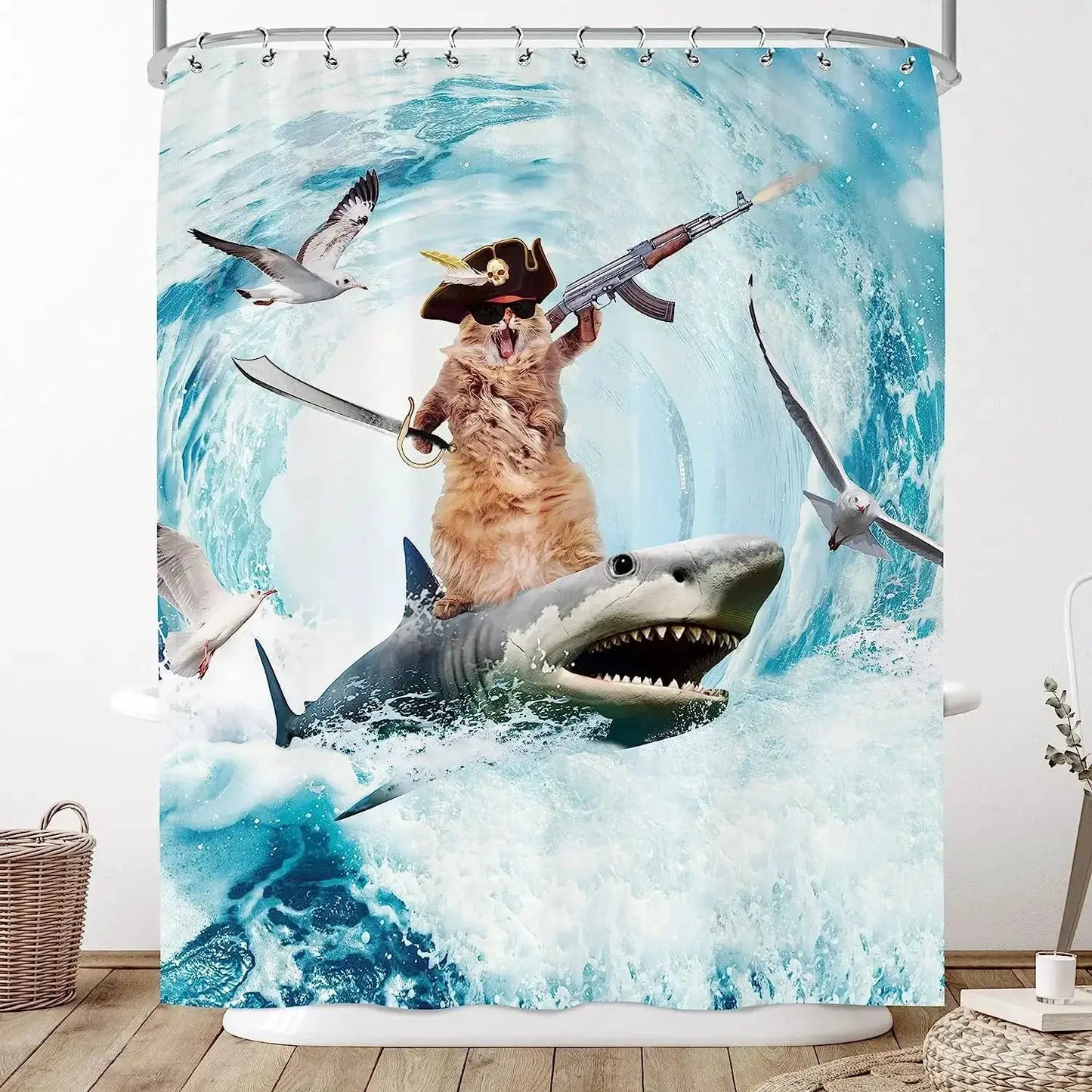 Funny Shower Curtains Bathroom Curtain With Hooks Decor Waterproof Cute Cat Dinosaur Bath Polyester Fabric 3D Cortinas De Ducha from PriceLows™