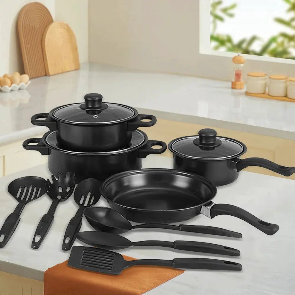 Kitchen Essentials 13pcs Refined iron Cookware Set Non-stick Frying Pan Multi-purpose Pan for Frying, Simmering and Stir-frying from PriceLows™