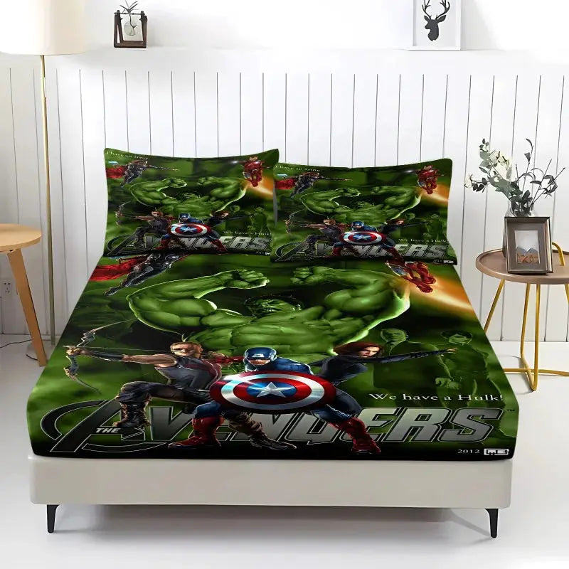 3Pcs Marvel Superhero Hulk Fitted Sheet Set with Pillowcases Soft Breathable Deep Pocket Bed Sheet Bedroom DecorMarvel Fan Gift from PriceLows™