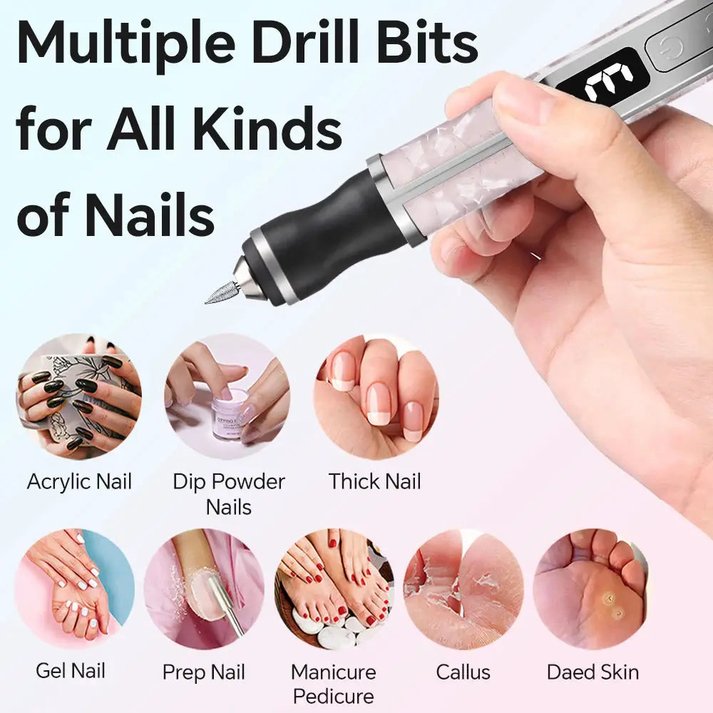 Rechargeable Electric Nail Drill Kit with 3 Modes and LED Display, Manicure Pedicure Polishing Grinding Machine for Gel Removal from PriceLows™