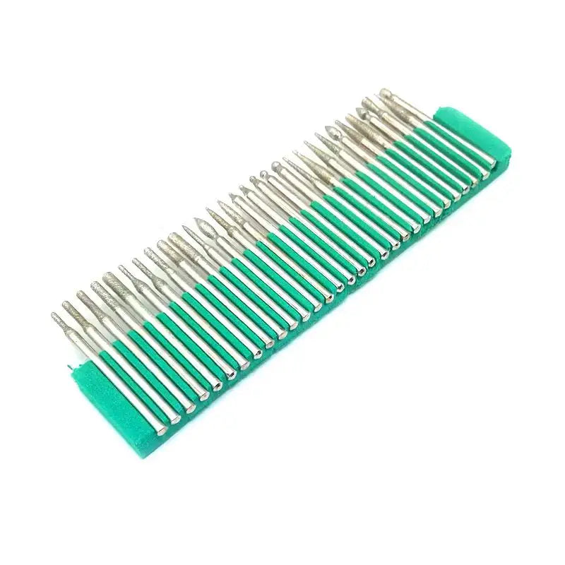 30Pcs Shank 2.35mm 3mm Diamond Grinding Head Set Burr Needle Point Engraving Carving Polishing Glass Drill Bit Rotary Tools from PriceLows™