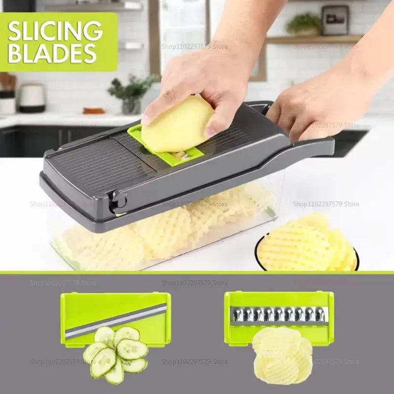 Vegetable Chopper | Stainless Steel Blades | 3 In 1 Grater Slicer | Portable