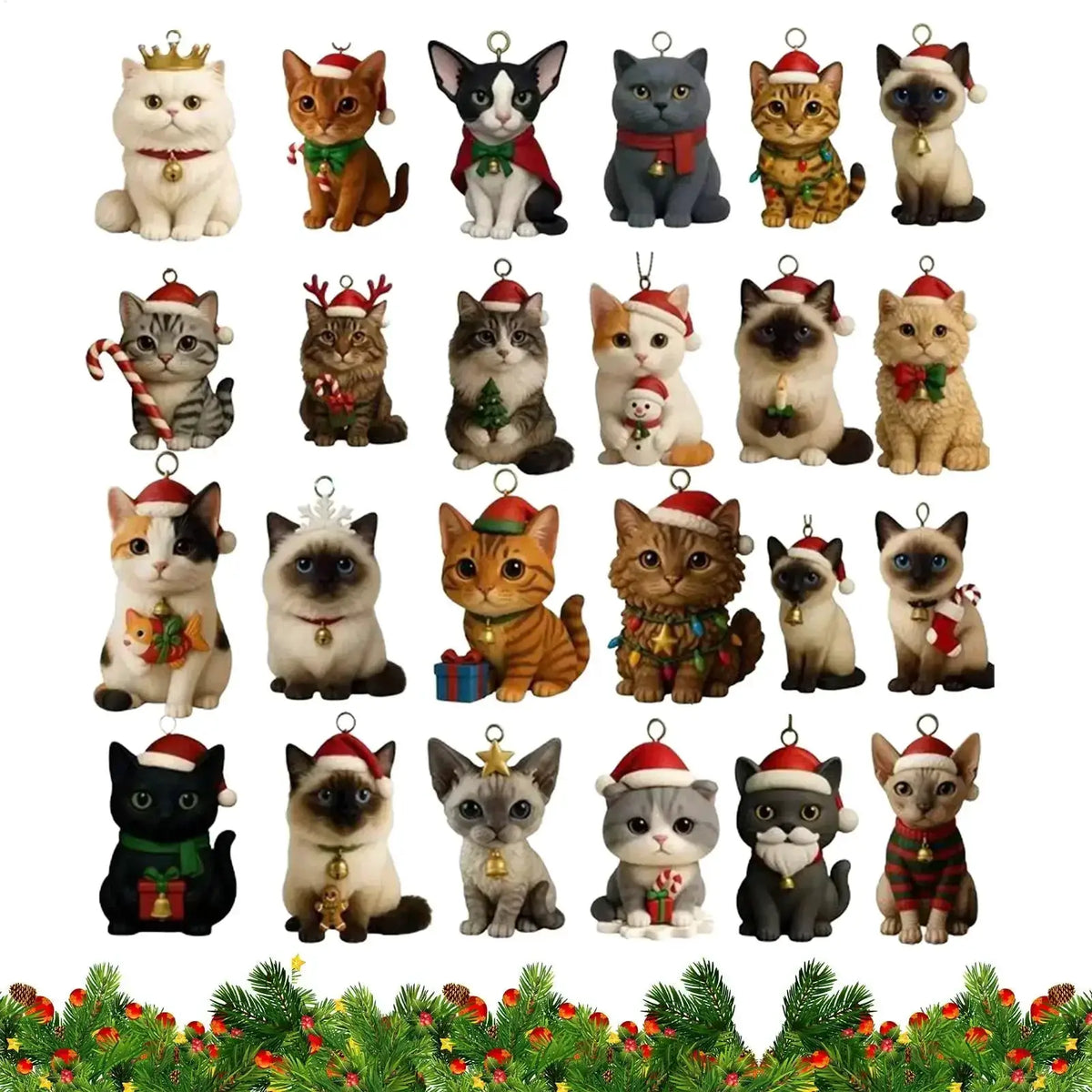 Advent Calendar | 24 Day Countdown | Acrylic Kitten Ornament