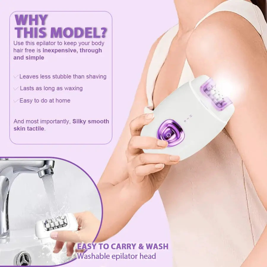 Rechargeable Epilator Shaver | 32 Tweezers | 60 Min Battery | 2 Speeds
