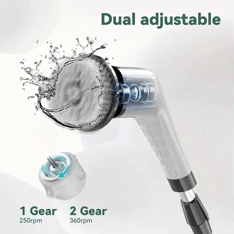 Electric Spin Scrubber | Cordless | 9 Brush Heads | Extendable Handle