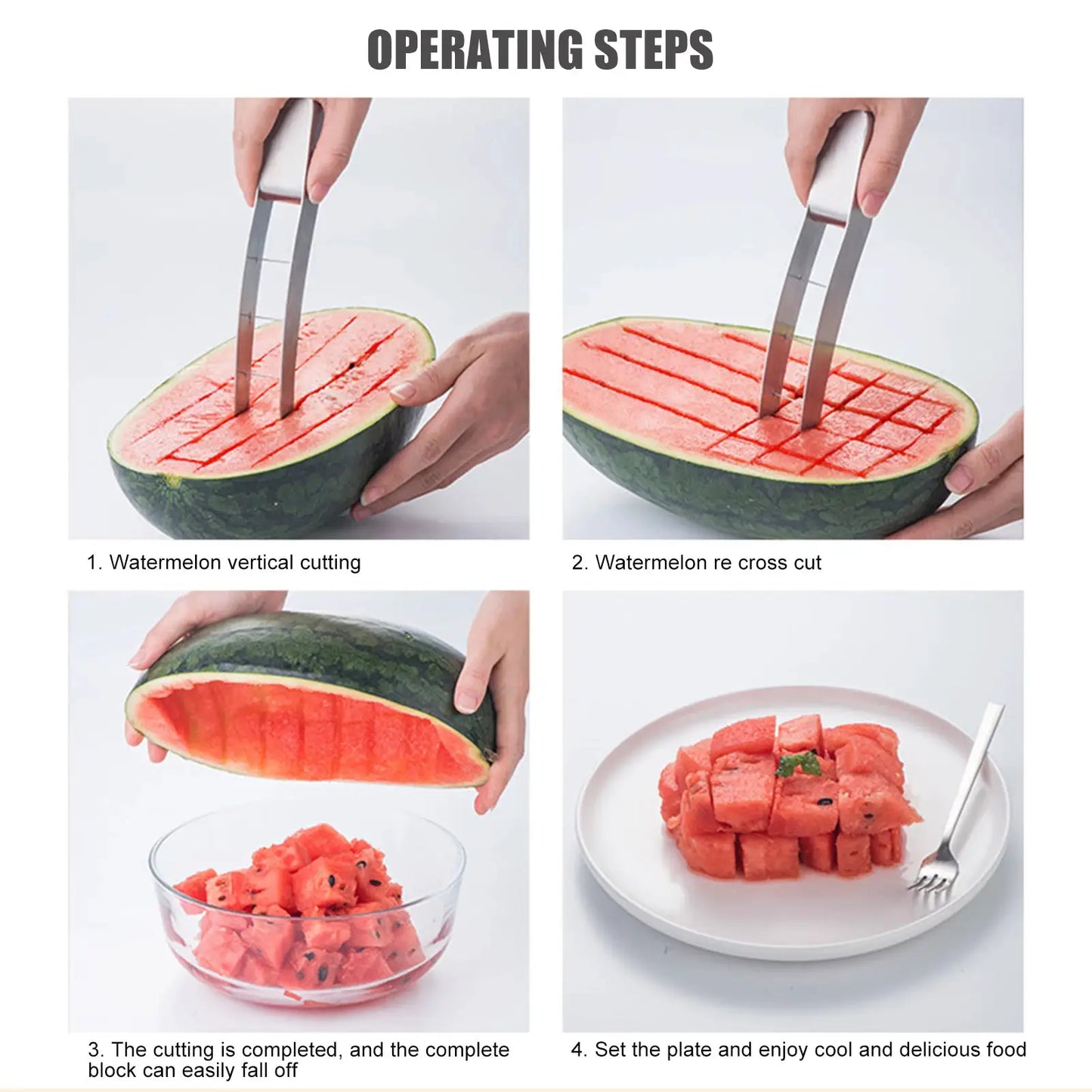 Stainless Steel Watermelon Slicer Cutter Tool for Quick Cube Cutting for Fruit Salad Outdoor Camping Kitchen Gadget from PriceLows™