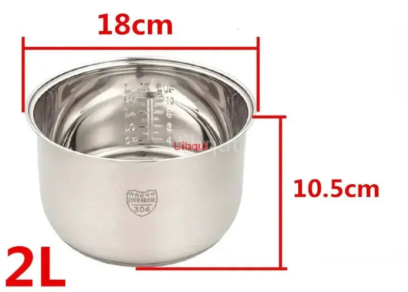 Rice Cooker Inner Pot | 304 Stainless Steel | Nonstick | Universal Fit