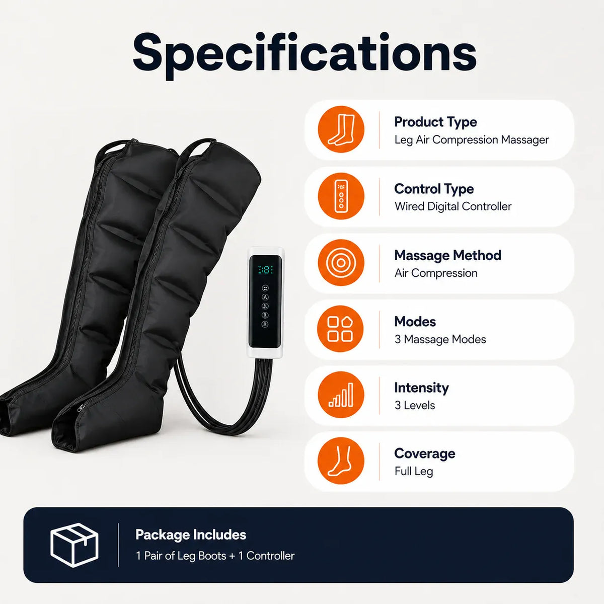 Air Compression Leg Massager | 6 Airbags | Electronic Touch Control