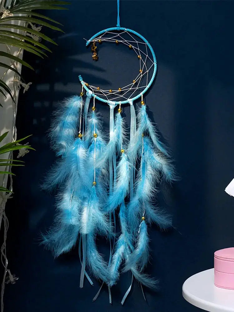 Moon Dream Catcher Feather Wind Chimes Hand-woven Wall Bedroom Hanging Ornaments Birthday Festival Gifts Home Decoration Crafts from PriceLows™