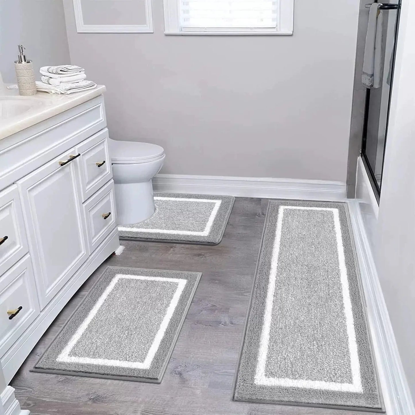 Washable Microfiber Bathroom Rugs Set 3pcs/set Non Slip Absorbent Bath Mats for Bathroom Floor / Shower Mat/ Bathroom Rug/욕실 카펫 from PriceLows™