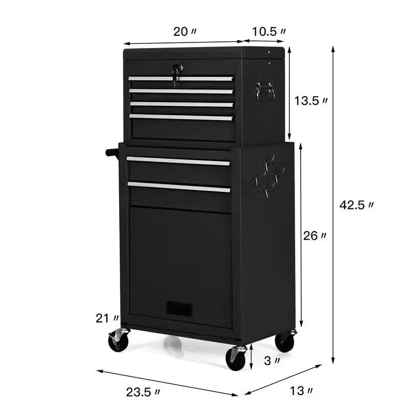 Rolling Cabinet Storage Chest Box Garage Toolbox-Black from PriceLows™