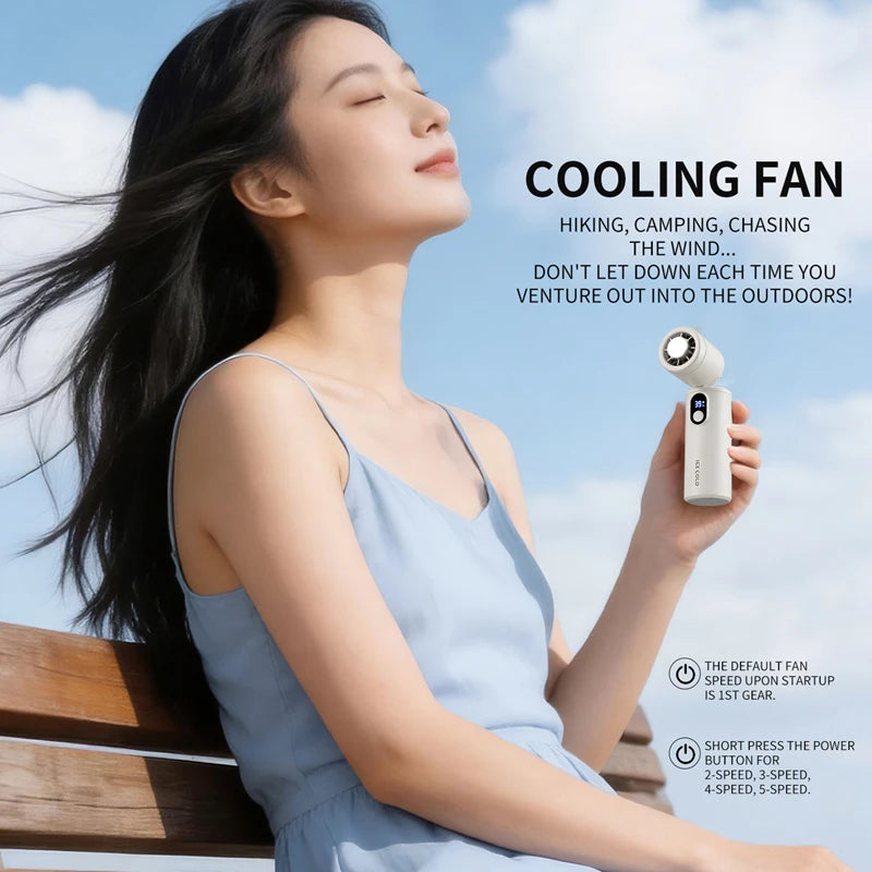 Portable Handheld Fan | USB Rechargeable | Foldable | Digital Display