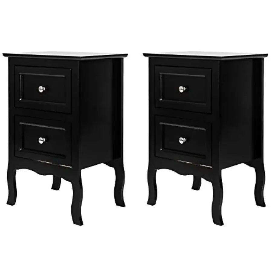 Black Nightstand Set of 2 with 2 Drawers Wood Bed Side Table for Bedroom Small Spaces College Dorm Room Living Room 16W x 12D x from PriceLows™