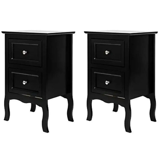 Black Nightstand Set of 2 with 2 Drawers Wood Bed Side Table for Bedroom Small Spaces College Dorm Room Living Room 16W x 12D x from PriceLows™