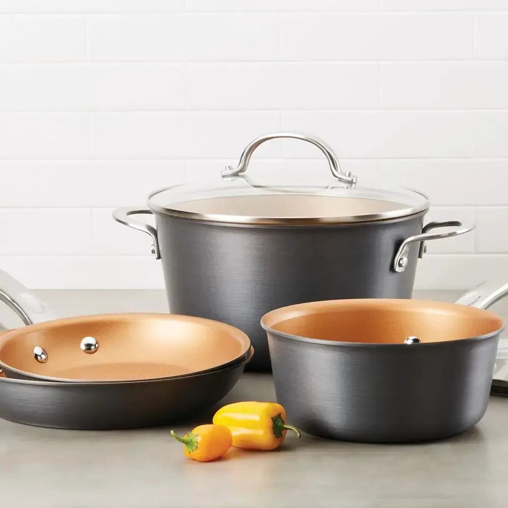 Charcoal Gray 9Pcs Hard Anodized Nonstick Pots Pans Set Home Collection Kitchen Cookware from PriceLows™