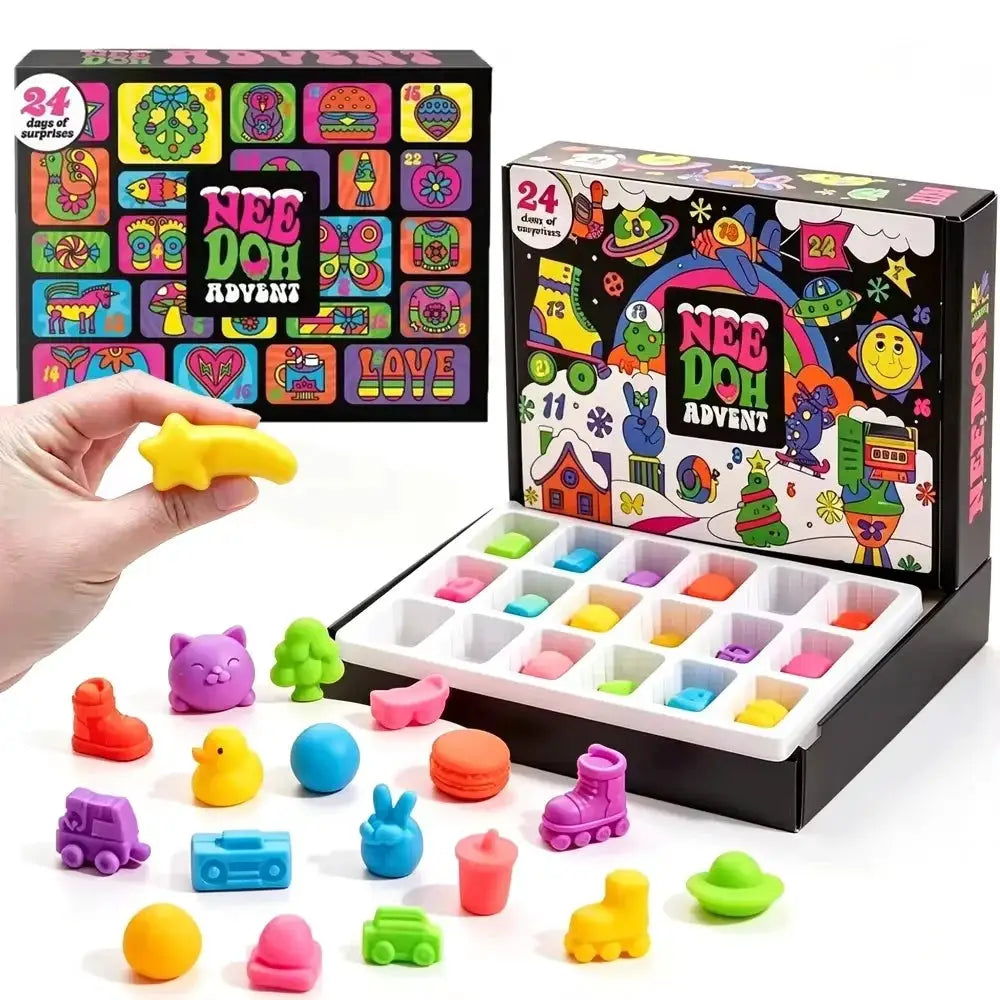 Advent Calendar | 24 Pcs 3D Fidget Dolls | Holiday Countdown Kit | Cartoon Style