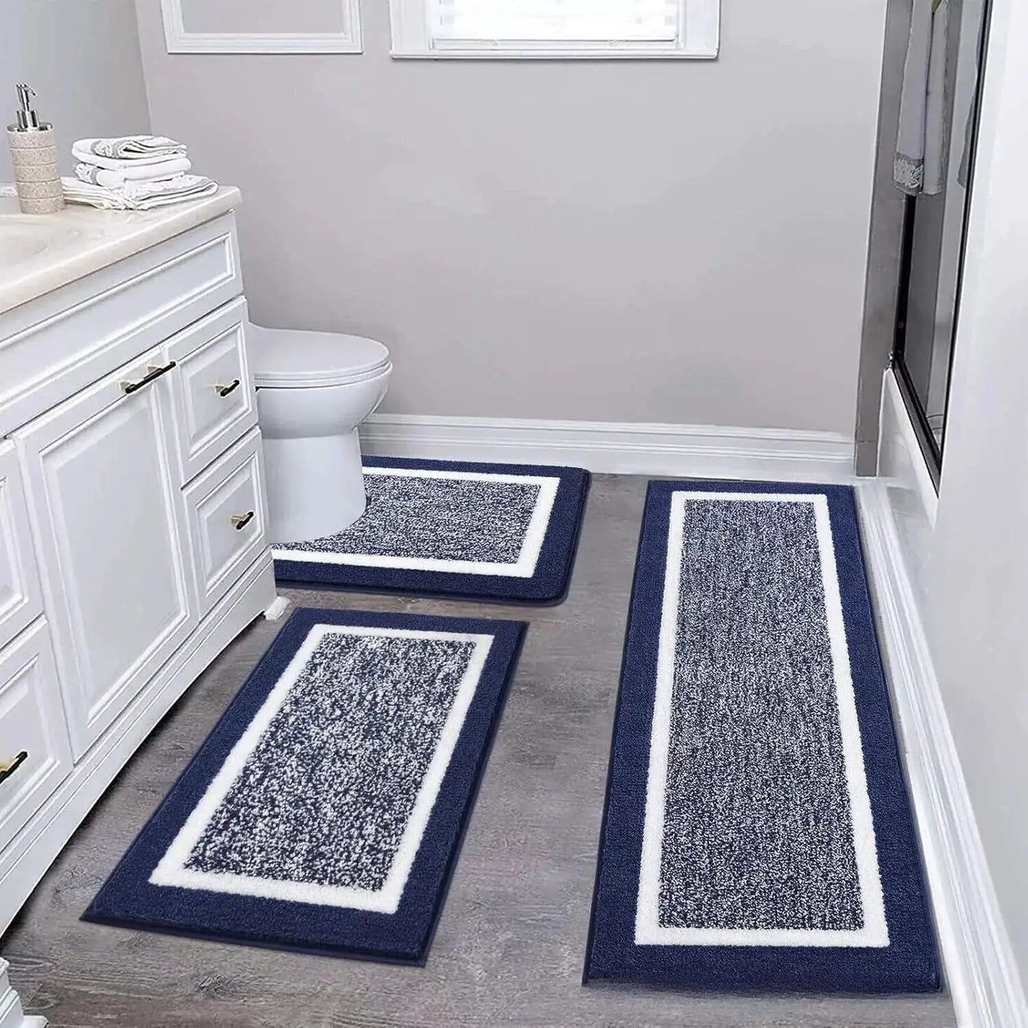 Washable Microfiber Bathroom Rugs Set 3pcs/set Non Slip Absorbent Bath Mats for Bathroom Floor / Shower Mat/ Bathroom Rug/욕실 카펫 from PriceLows™