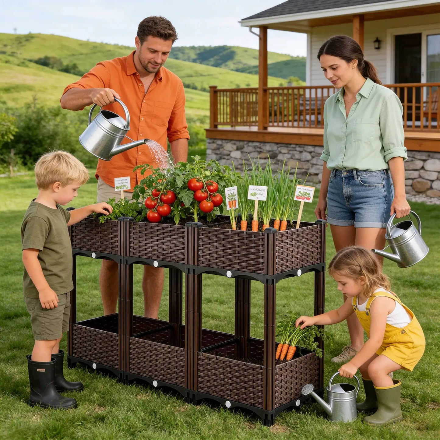 Elevated Raised Garden Bed with Legs Large, 6 Grids Divider Planter Box Outdoor PP Plastic Flower Plant Container, Double Layered Space Saving, for Vegetables Herbs with Drainage Holes Stand Up Gardening, for Patio Backyard B from PriceLows™