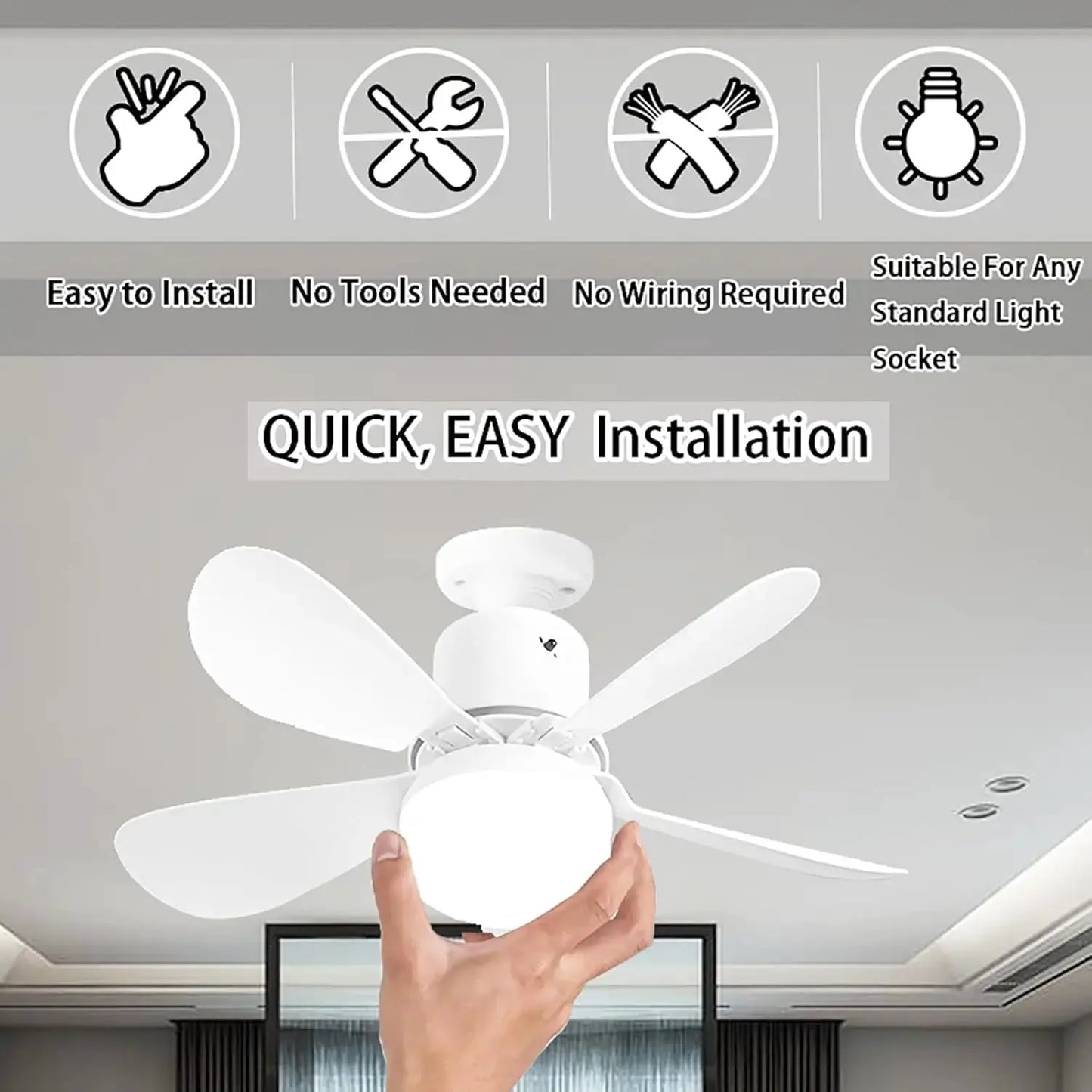 Ceiling Fan Light | Remote Control | Dimmable 3 Color Temperatures | E27 Socket