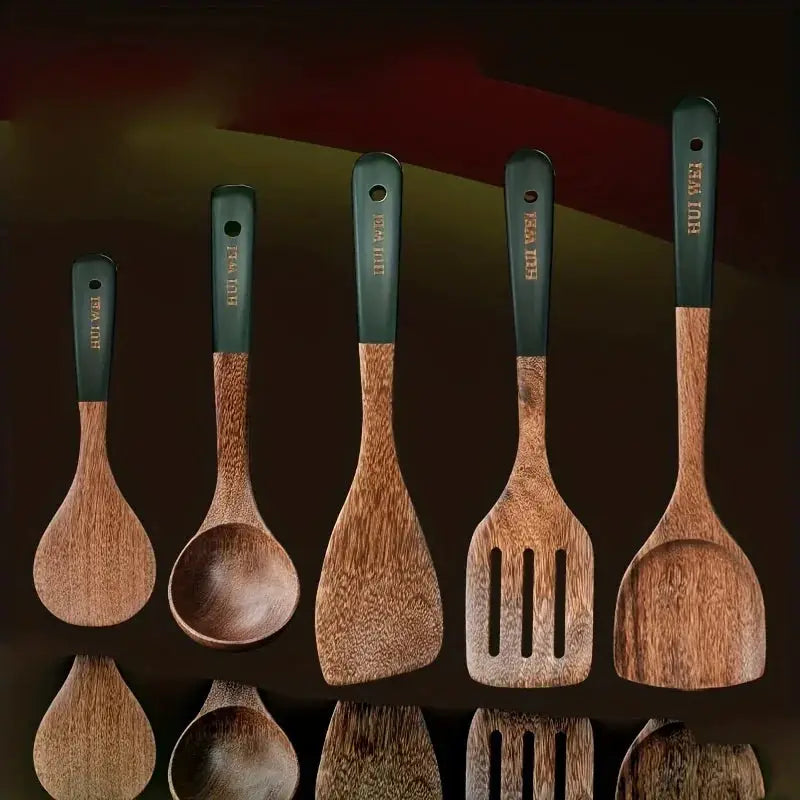A set of wooden kitchen utensils such as spatula, cooking special, household non-stick pan, heat-resistant and durable cookware from PriceLows™
