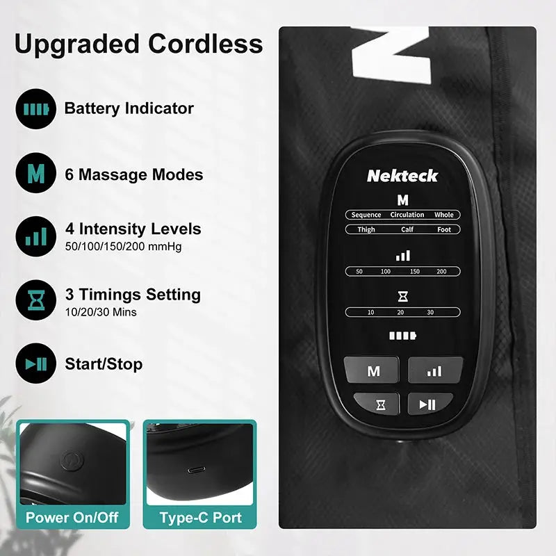 Air Pressure Leg Massager | Cordless Calf Compression Boot | With Storage Bag