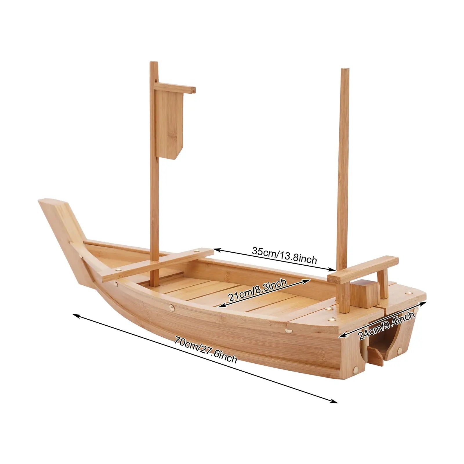Sushi Boat Serving Tray 28in Large Size Bamboo Boat-Shaped Sushi Serving Tray for Party Buffet Dinner from PriceLows™
