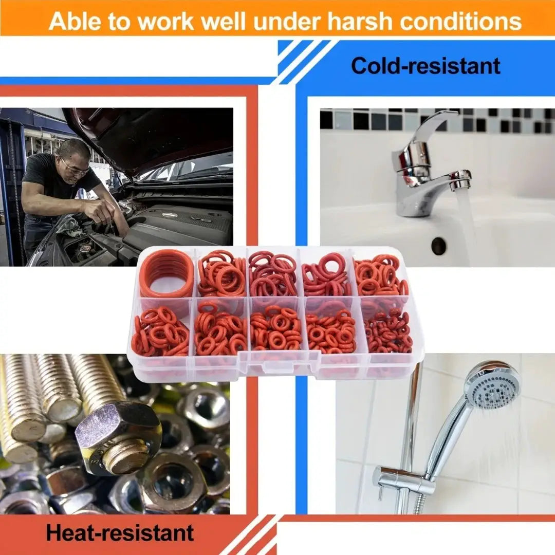 351Pcs Silicone O-Ring Seal Set, Heat Resistant & Oil Resistant O-Ring Combo Pack for Automotive Repair and Water Pipe Sealing from PriceLows™