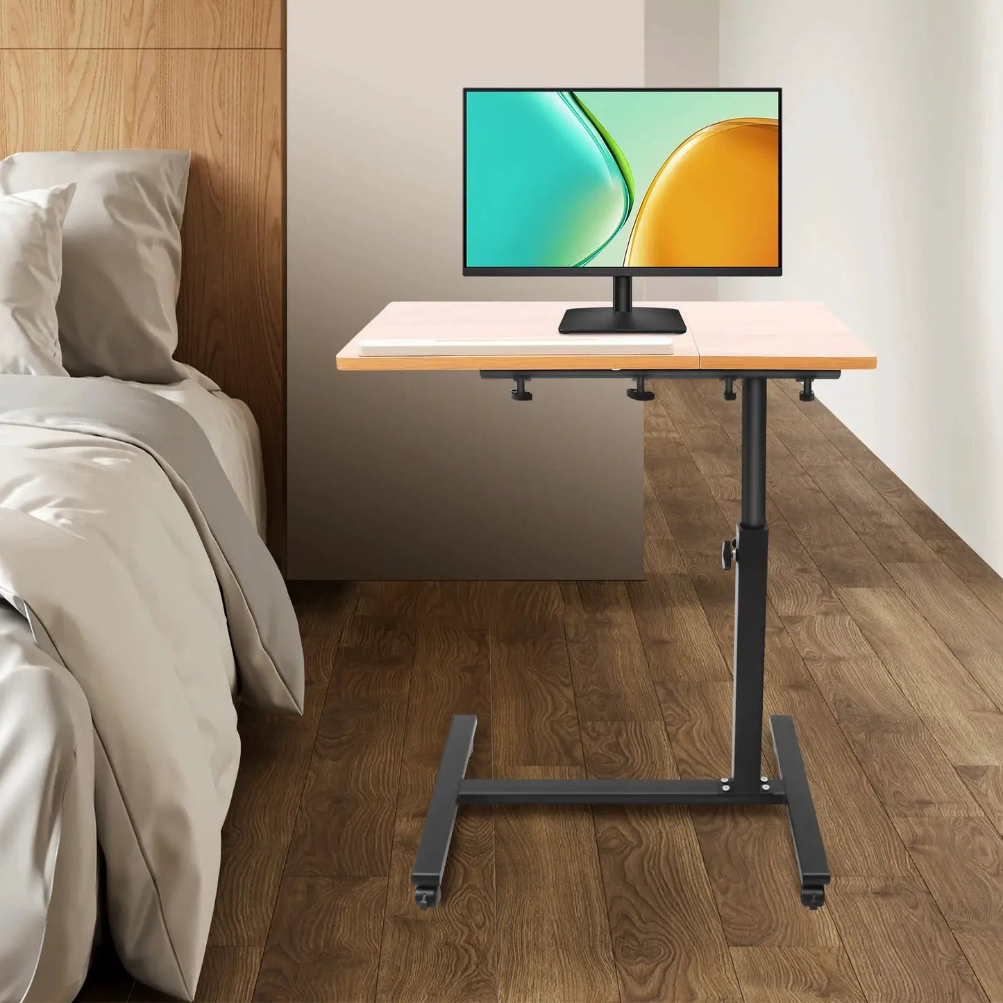 Mobile Standing Computer Desk Rolling Adjustable Height Mobile Workstation W/ Wheels for Standing Desk Laptop Study Home/Office from PriceLows™