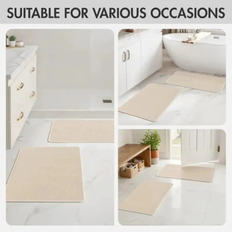 Set of 2 Ultra Thin Bathroom Rugs, Rubber Bath Mats for Bathroom Non Slip, Quick Dry Absorbent Bath Rug Machine Washable, Fit U from PriceLows™