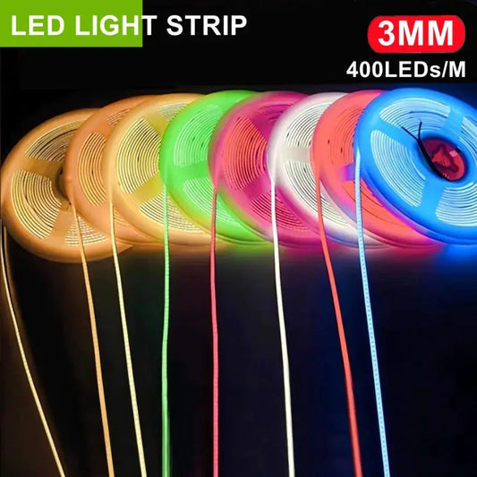 3MM Ultra Thin COB LED Strip 5V Colorful Dimmable 3000K 4000K 6000K High Density Flexible Light 400LEDs for DIY Home Decor Lamp from PriceLows™