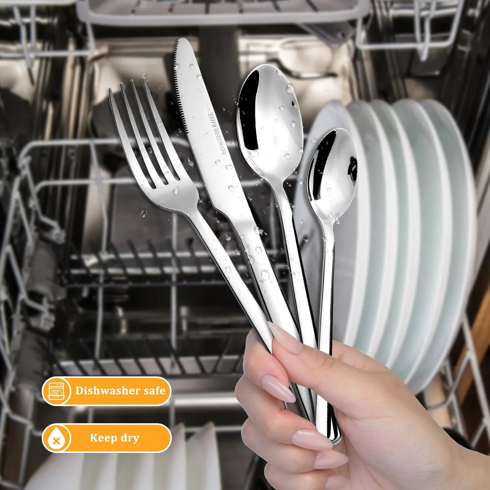 HANSMART 24Pcs Stainless Steel Flatware Set, Service for 6, Mirror Polished Knives Forks Spoons for Home & Commercial Use from PriceLows™