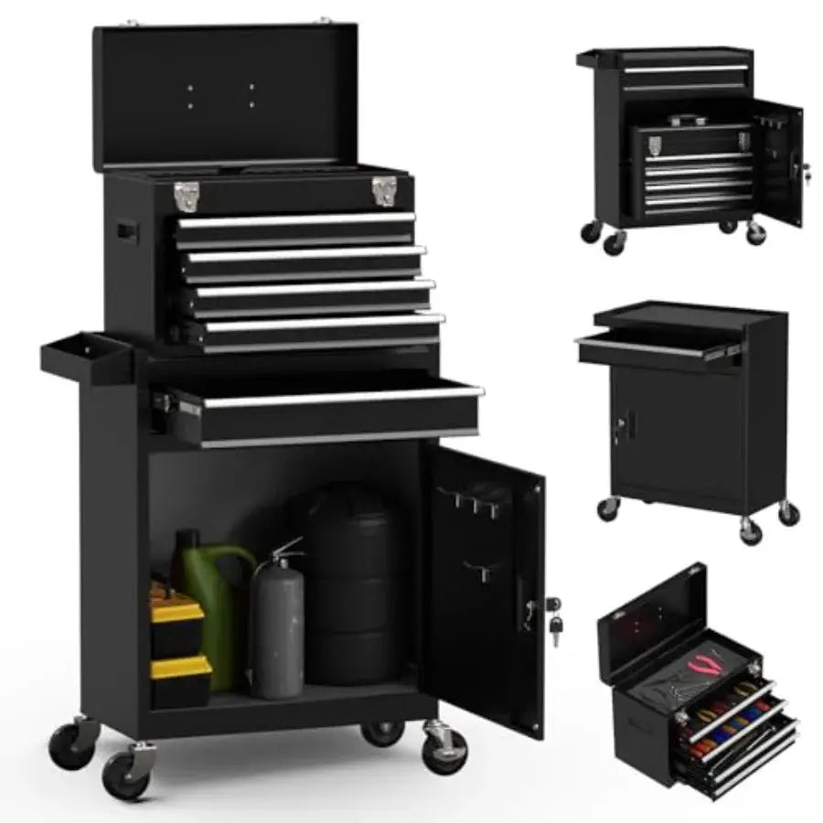 5-Drawer High Capacity Rolling Tool Box, Removable Cabinet Storage Tool Chest with Wheels and Drawers, Detachable Toolbox with from PriceLows™