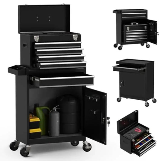 5-Drawer High Capacity Rolling Tool Box, Removable Cabinet Storage Tool Chest with Wheels and Drawers, Detachable Toolbox with from PriceLows™