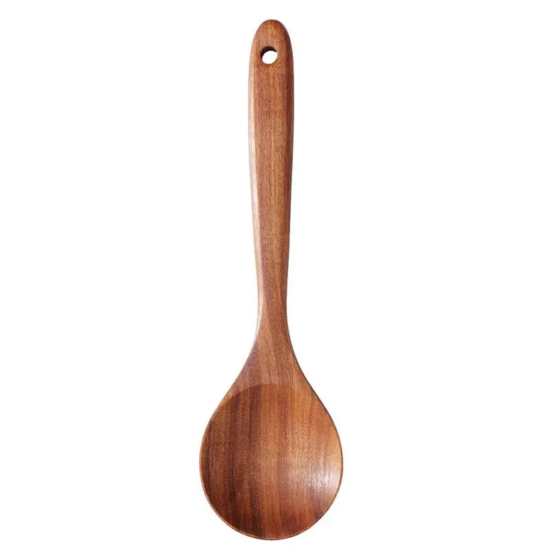 Wood Kitchenware Cooking Set Household Spatula Spoon Set Salad Spoon Fork Stirring Spoon Kitchen Baking Set With storage bucket from PriceLows™