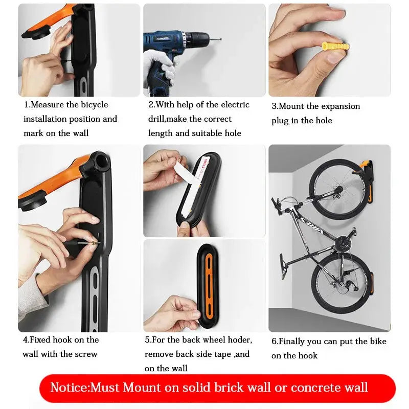 1PC Bicycle Wall Mount Rack Mtb Road Bike Storage Fixed Hanging Hook Bike Support Stand Bracket Holder Cycling Parking Buckle from PriceLows™