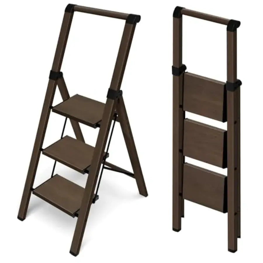 3 Step Foldable Aluminum Step Ladder with Handgrip Anti-Slip Pedal 330lbs Capacity Lightweight and Portable for Home Kitchen Of from PriceLows™