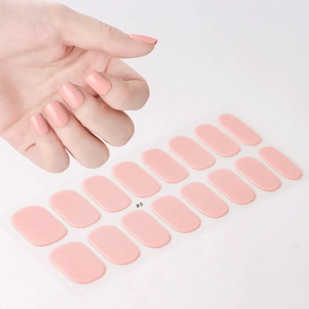 1Pcs Semi-Cured UV Gel Nail Sticker Pure Color Full Cover Waterproof Long-lasting Nail Strips 16Tips DIY Nail Polish Stickers *& from PriceLows™
