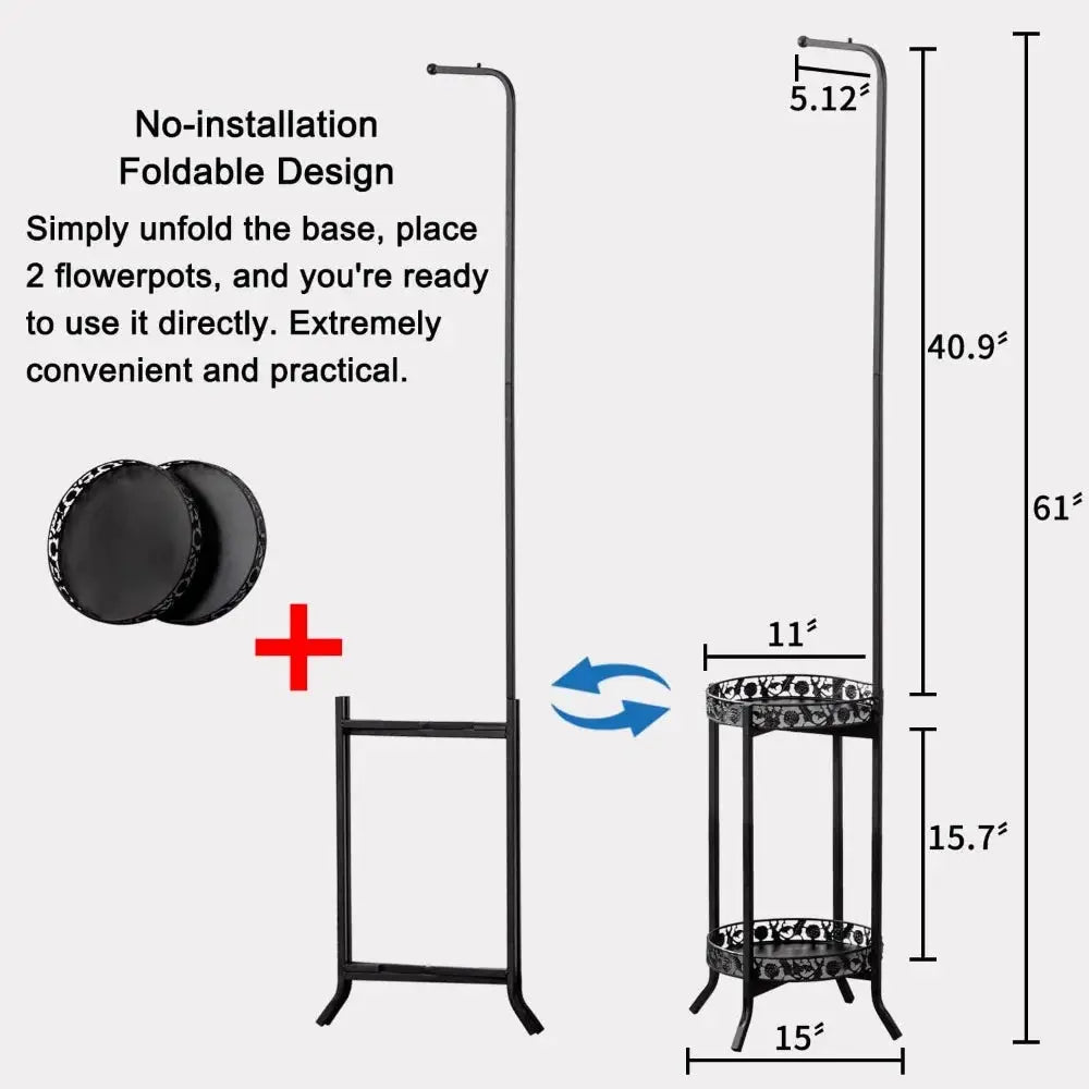 2-Tier Hanging Plant Stand 2 Pack, Space-Saving Iron Planter Shelves, Heavy Duty Flower Pot Organizer Rack for Indoor Outdoor from PriceLows™