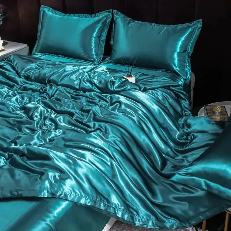 Ice Silk Bedding Set | Satin Duvet Cover | 100Gsm Solid Color | 5Ft To 7Ft Fits