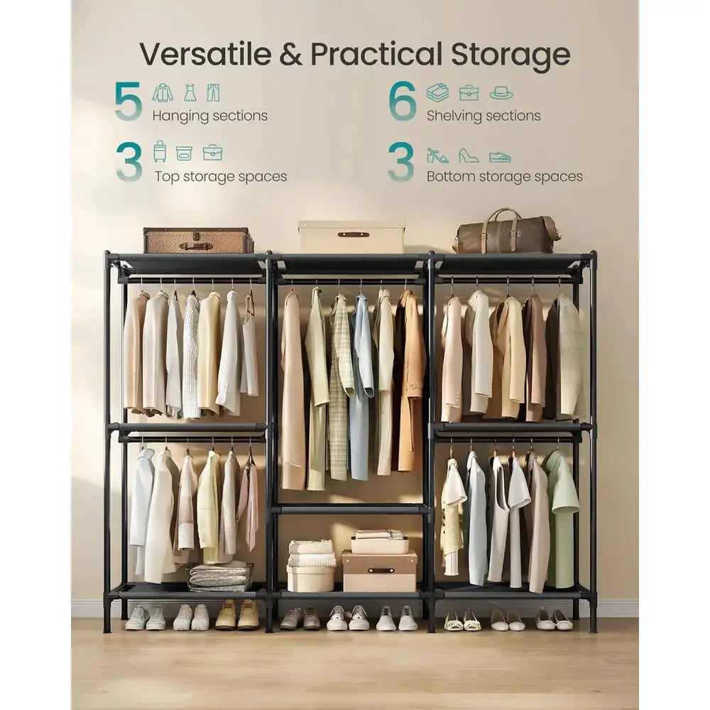 Portable Heavy-Duty Wardrobe Organizer with Hanging Rails and Shelves, 79.9 Tall, Supports 297 lb, Easy Assembly, Ideal for Bedr from PriceLows™