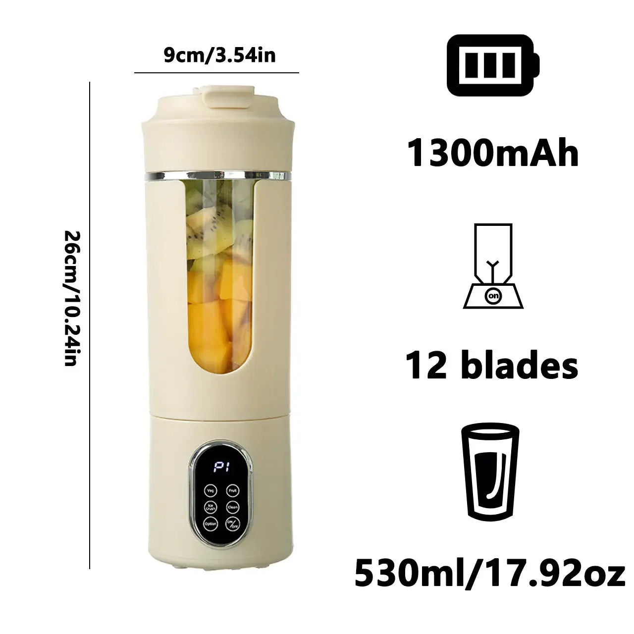 New 530ml Portable Juicer Wireless USB Charging Crushed Ice Electric Juicing 12 Blade 4 Gears 7.4V Mini Fresh Juice Blender from PriceLows™
