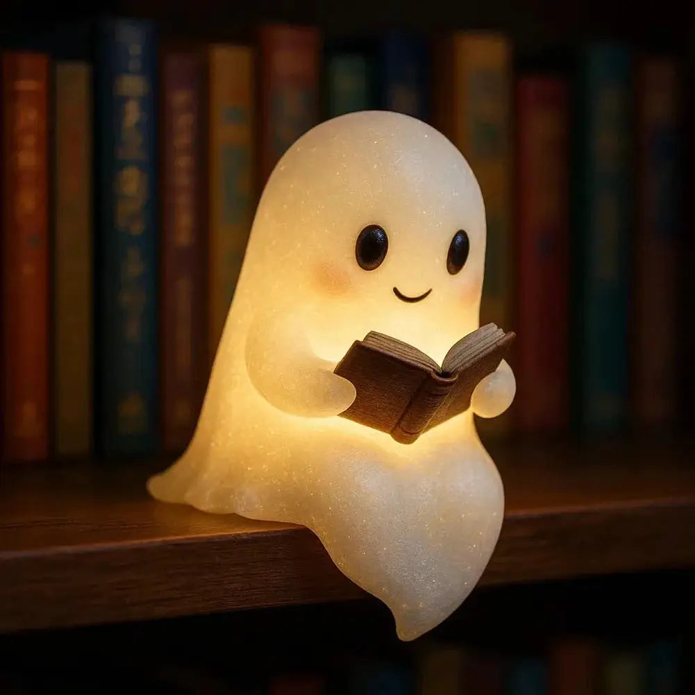 Cute Ghost Reading Book Lamp Halloween Ghost Night Light Halloween Decor for Bedroom Study Room Readers from PriceLows™
