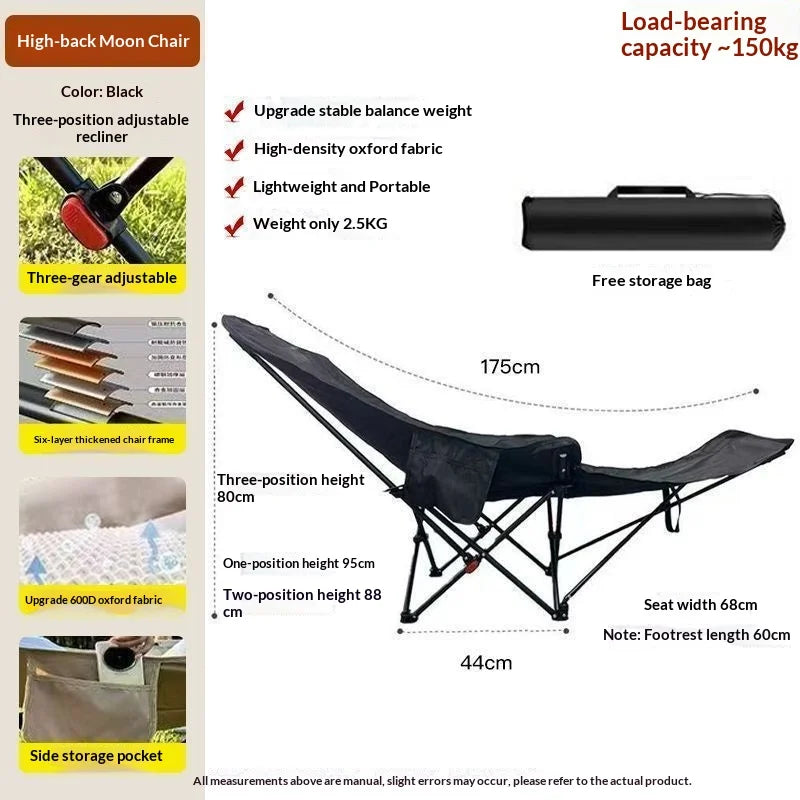 Moon Chair | 3 Level Adjustable Recliner | Portable Foldable | One Size