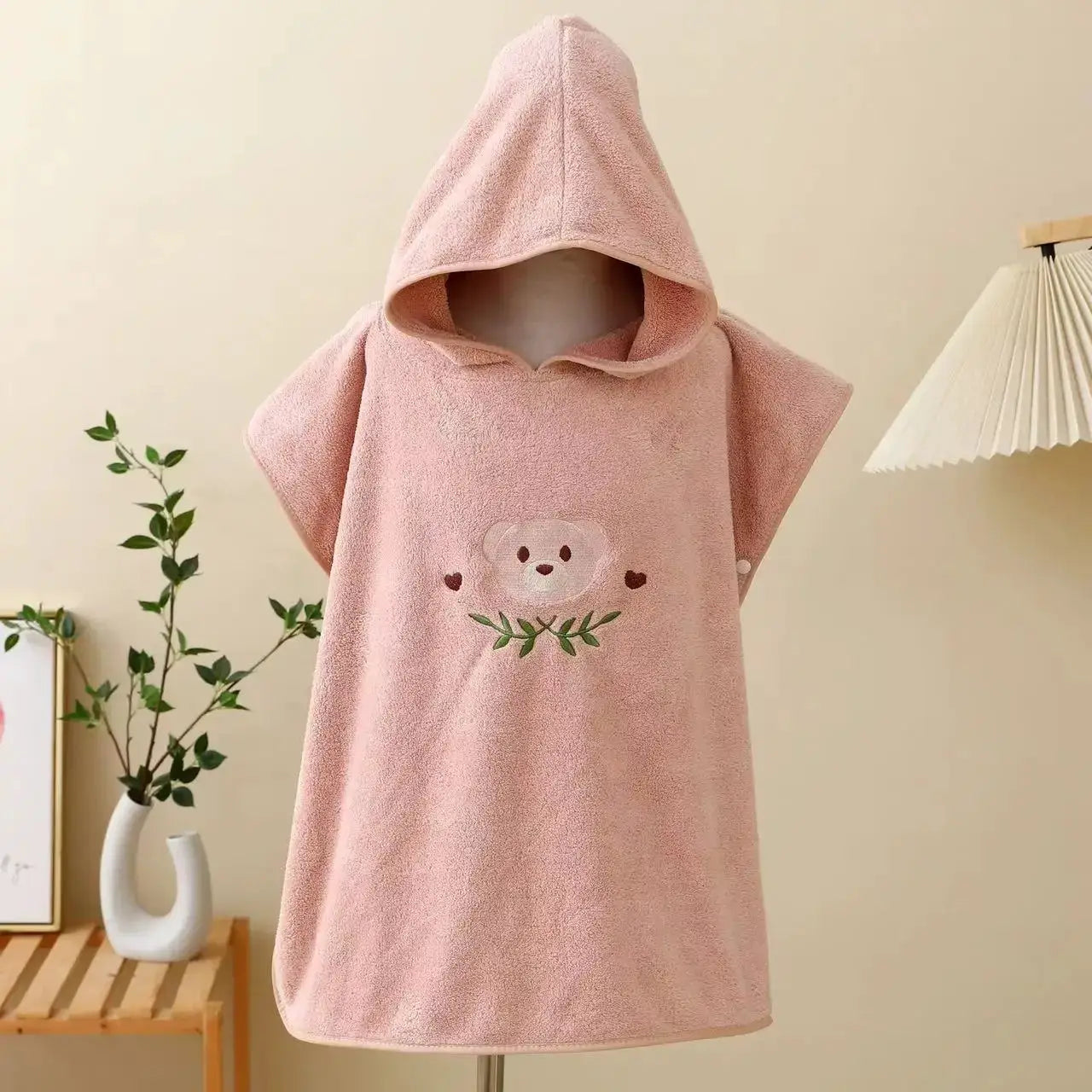 Hooded Baby Bath Towel | Coral Velvet | Cartoon Embroidery | Age 1-3 Years
